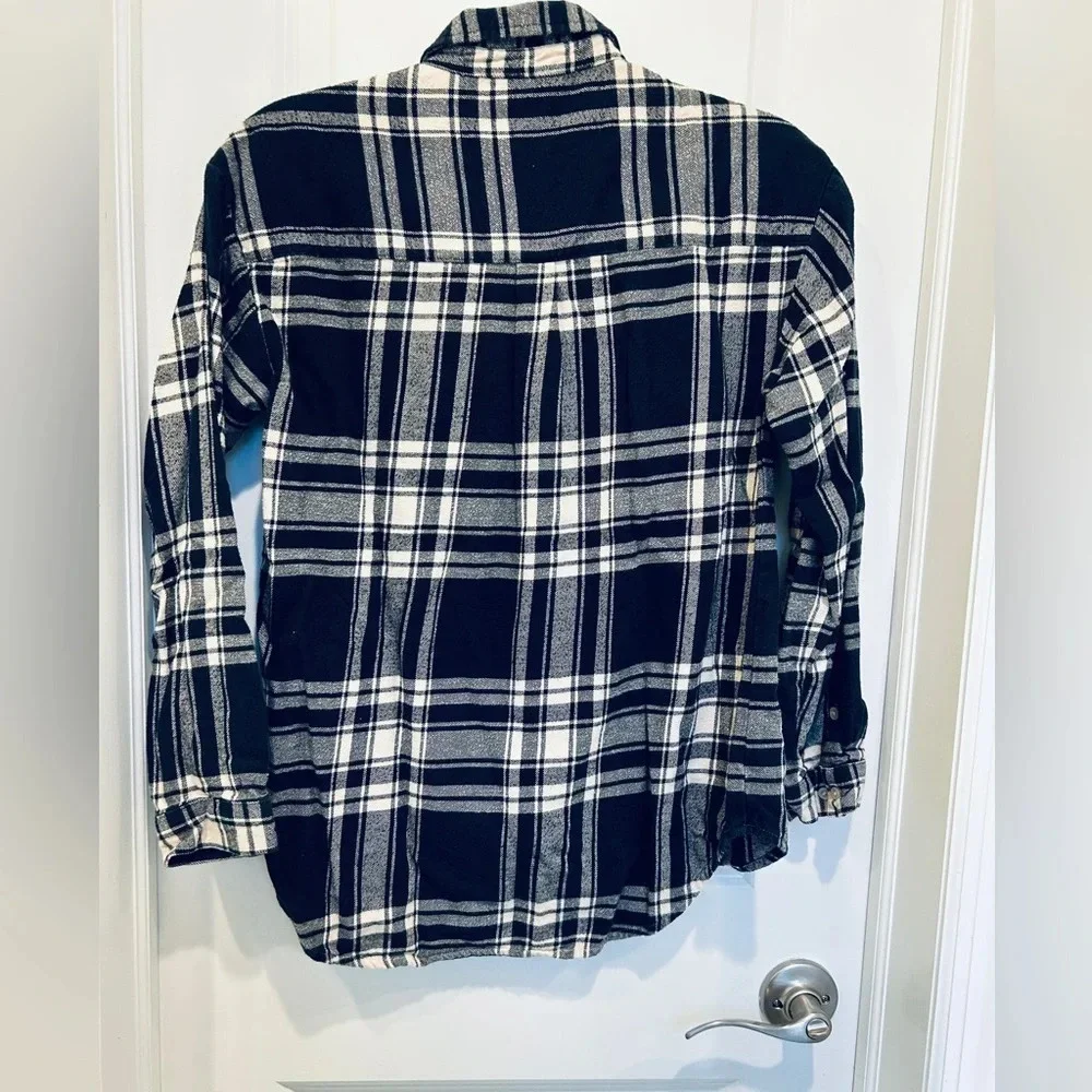GAP Kids XL 12 Black & Gray Plaid Flannel Tencel Lyocell Soft Button Down
